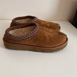 UGG Chestnut Brown Suede Slip-On Shearling Mules